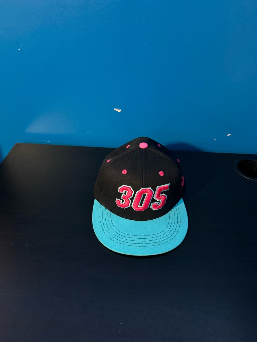 Men’s Black and Teal '305' Snapback Cap